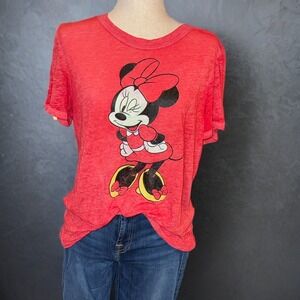 Disney Minnie Mouse Red‎ Graphic T Shirt Women's XL Short Sleeve Casual Top